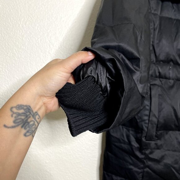 J. Jill Puffer Jacket Large Black Down-Insulated Mid-Length Coat Parka Button - Picture 7 of 14